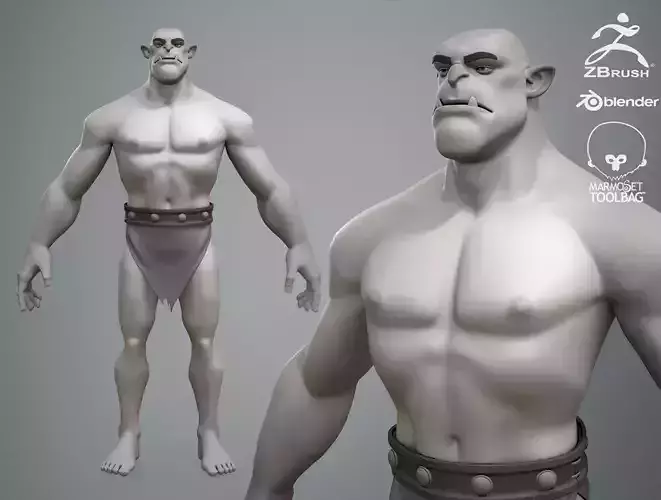 Cartoon Male fantasy character Orc Gralnok