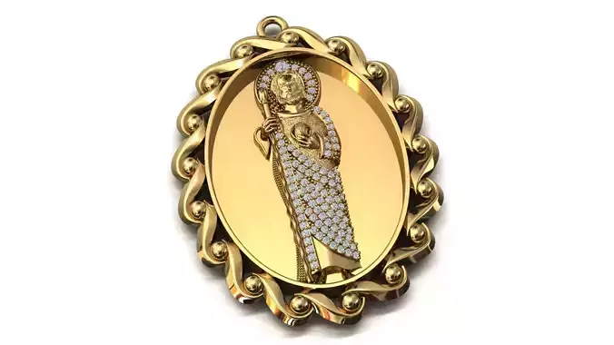 St Jude Pendant Saint Jude Jewelry STL 3DM San Judas Necklace 3D print model