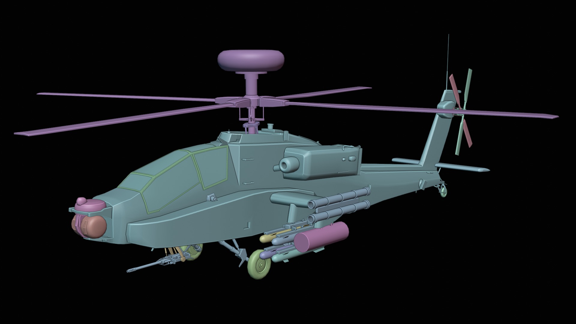 Attack Helicopter- LowPoly Low-poly 3D model_7