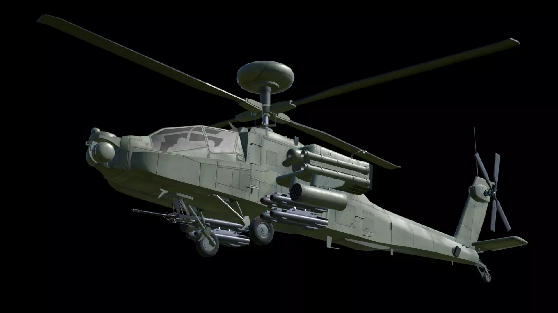 Attack Helicopter- LowPoly Low-poly 3D model_0