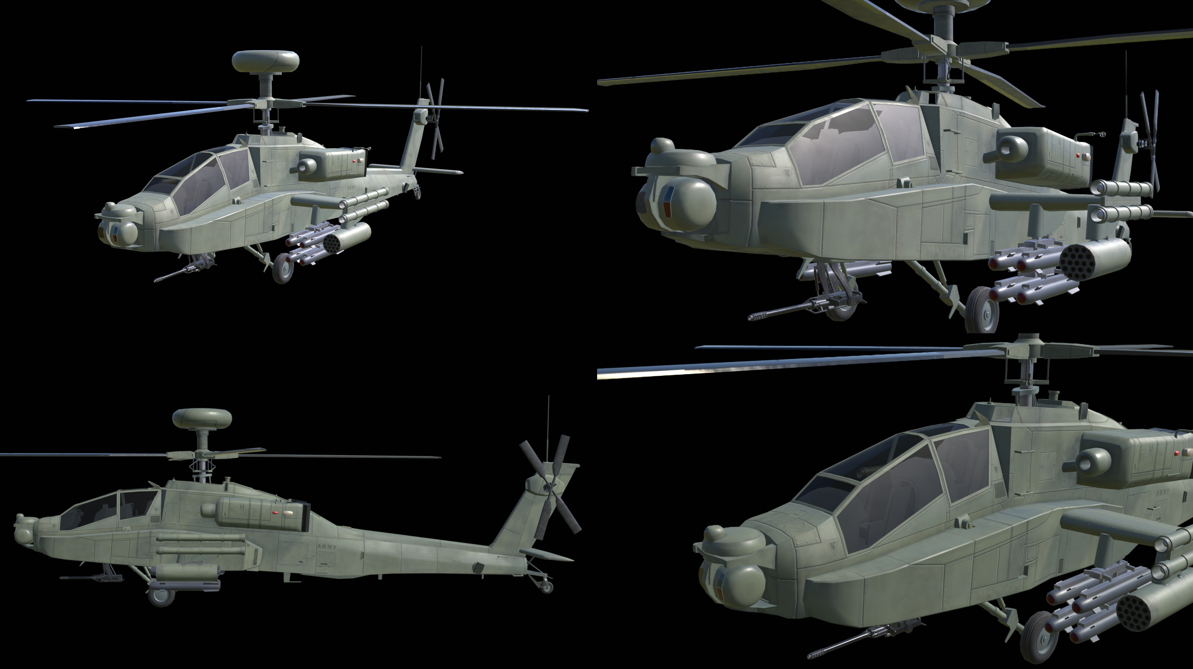 Attack Helicopter- LowPoly Low-poly 3D model_2