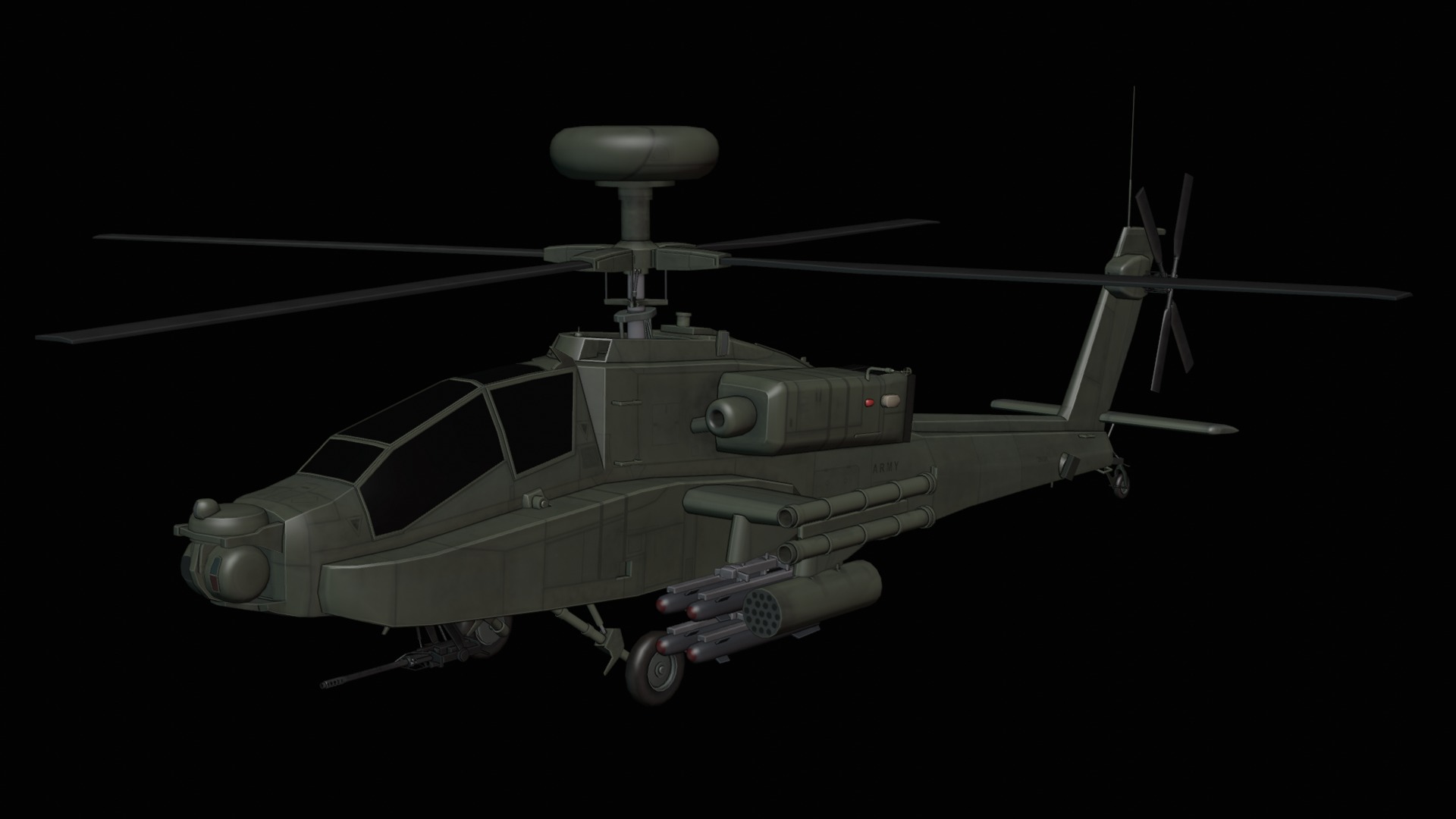 Attack Helicopter- LowPoly Low-poly 3D model_4
