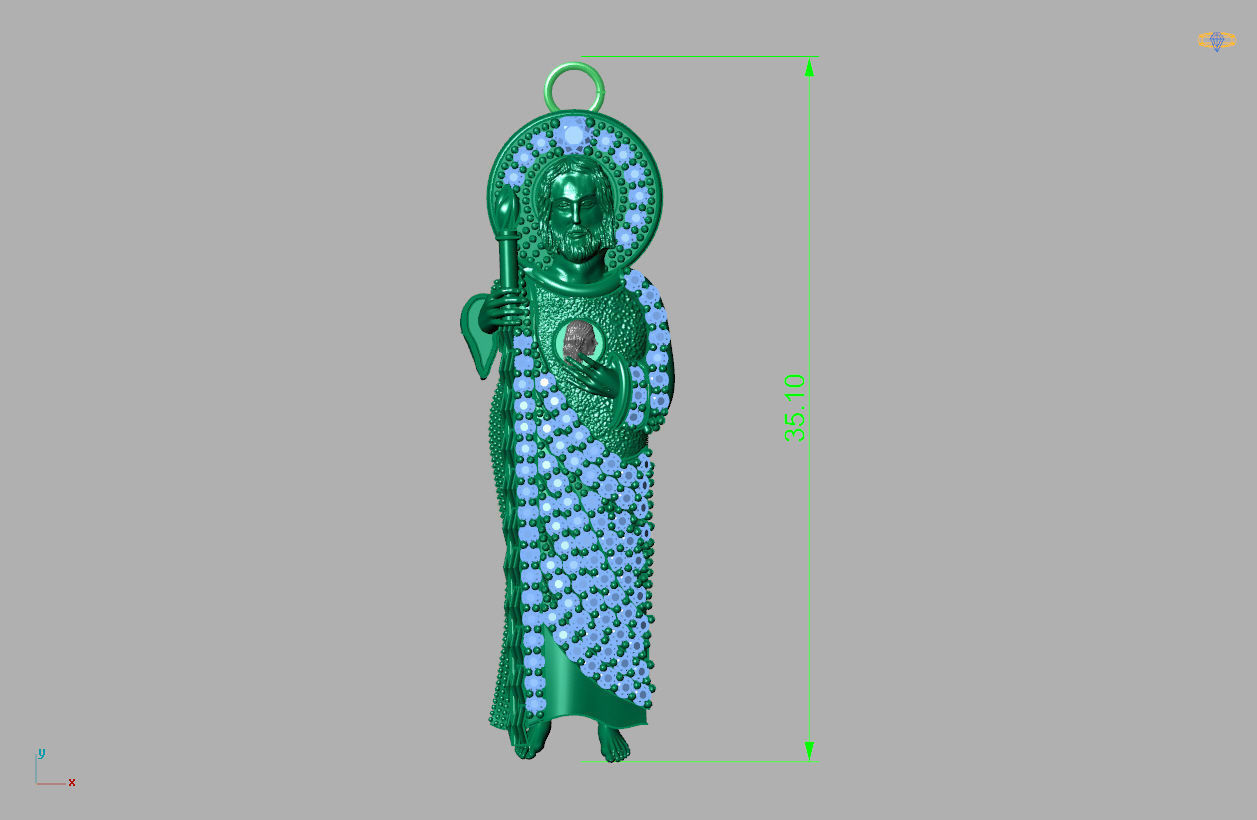 St Jude Pendant Saint Jude Jewelry STL 3DM San Judas Necklace 3D print model_8