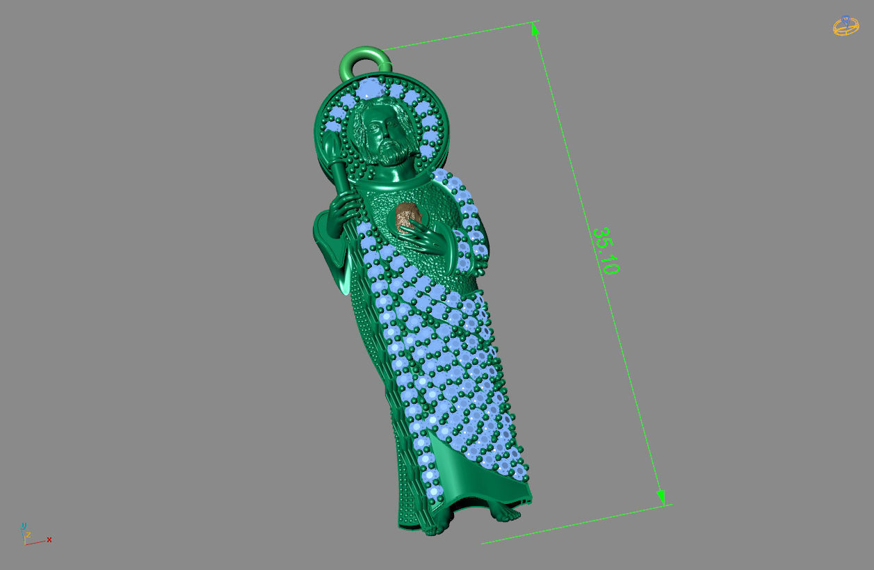 St Jude Pendant Saint Jude Jewelry STL 3DM San Judas Necklace 3D print model_1