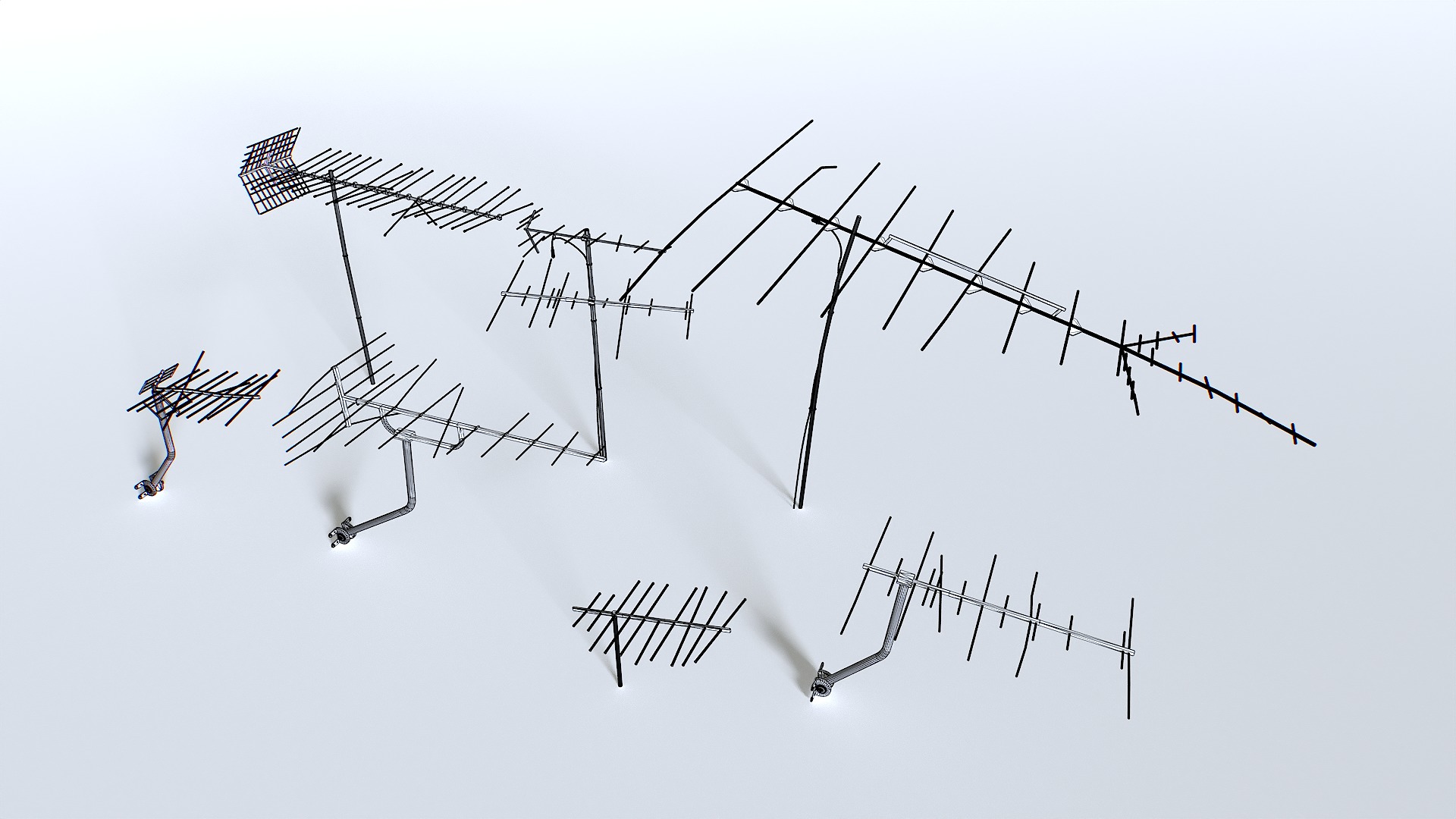Rusty Old Tv antennas pack Low-poly 3D model_9