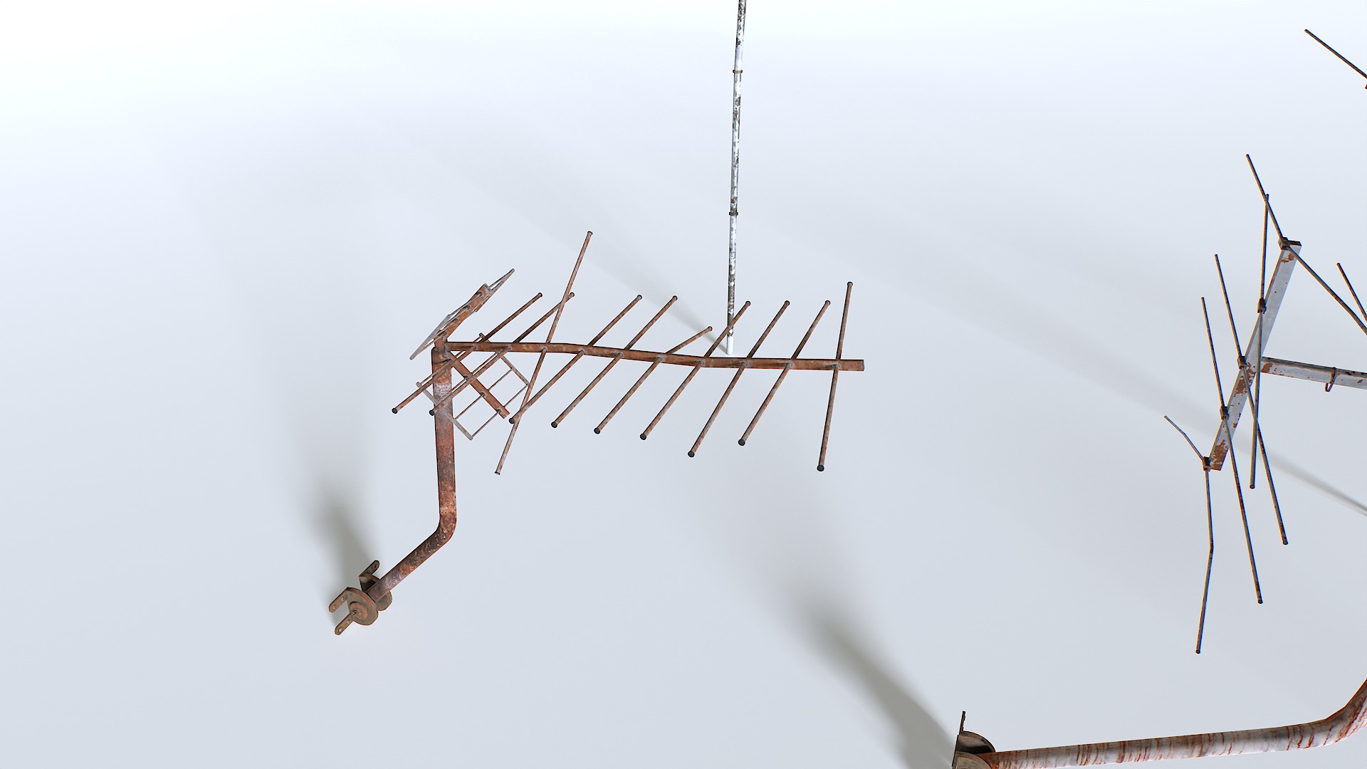 Rusty Old Tv antennas pack Low-poly 3D model_5