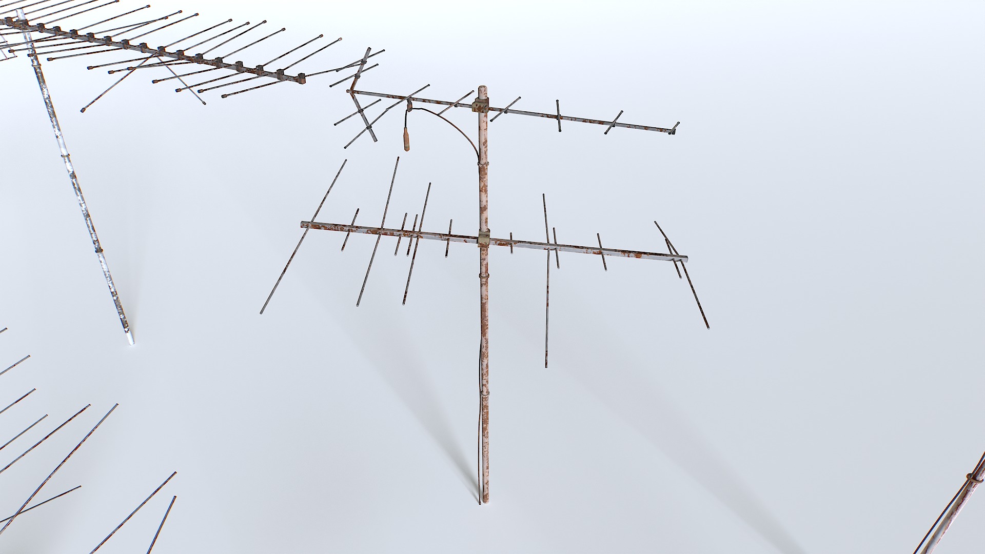 Rusty Old Tv antennas pack Low-poly 3D model_7