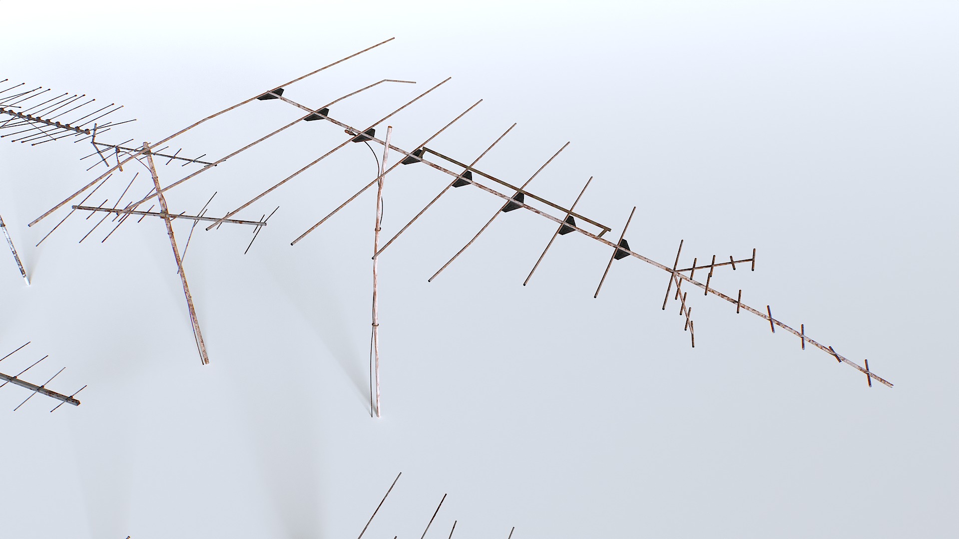 Rusty Old Tv antennas pack Low-poly 3D model_8
