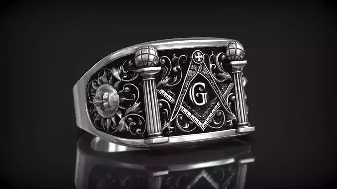 Masonic Temple Freemasonry Astrology Moon and Sun Signet 3D print model