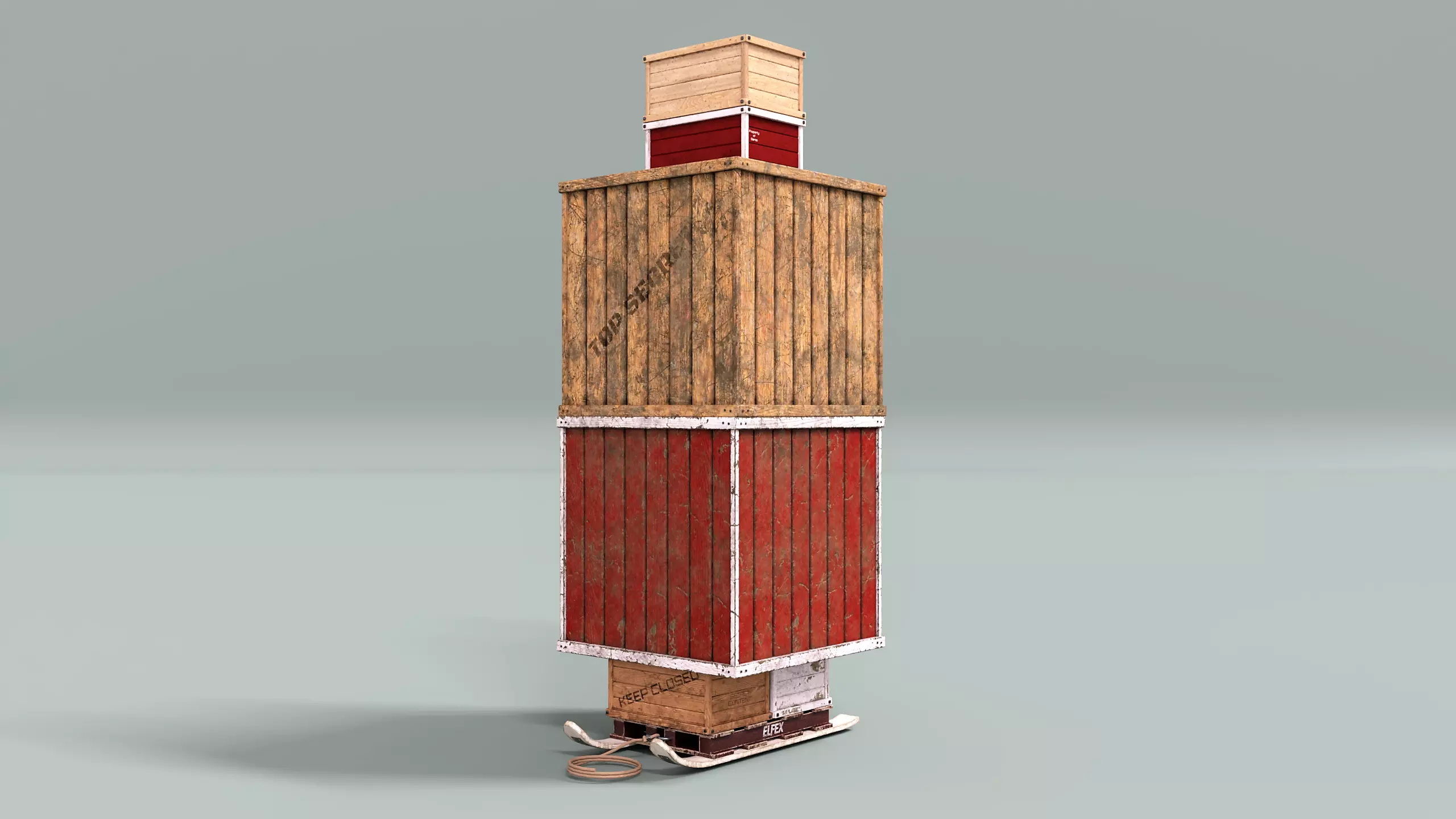 Crate for Christmas Low-poly 3D model_0