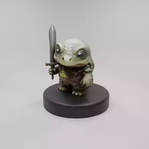 Chibi Warrior Turtle 3D Model Cute Miniature Hero  Low-poly 3D model