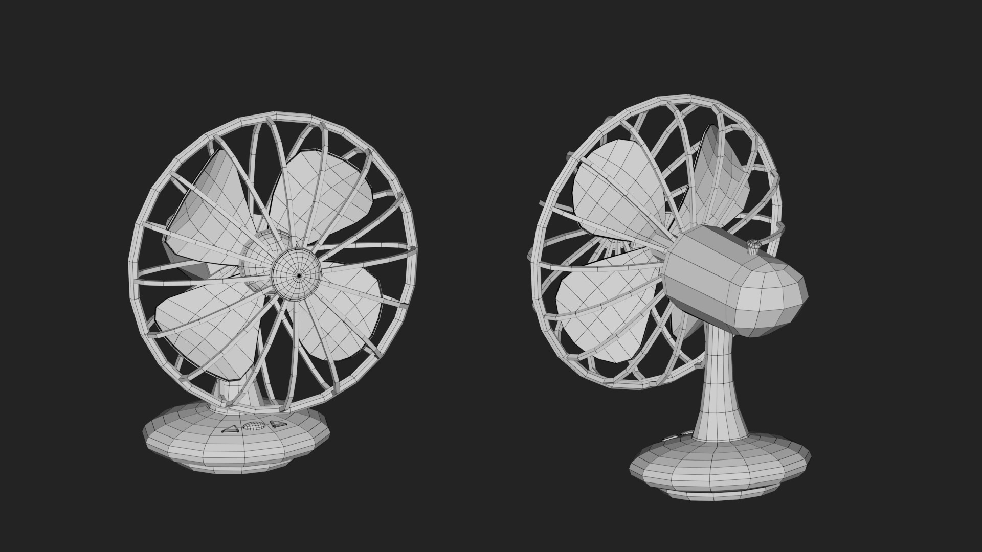 Electric fan Low-poly 3D model_1