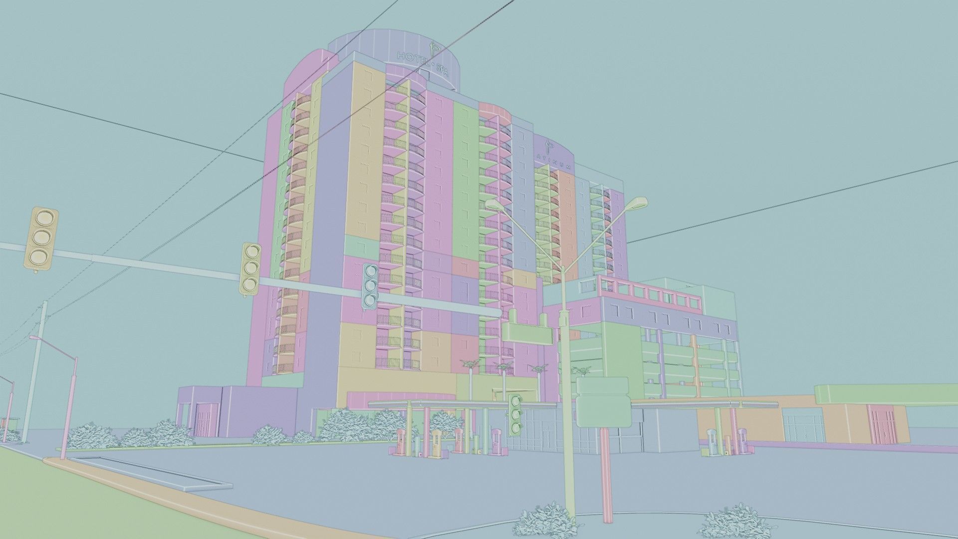 City intersection flamingo 3D model_27