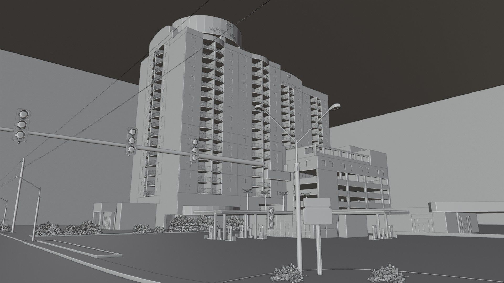 City intersection flamingo 3D model_7