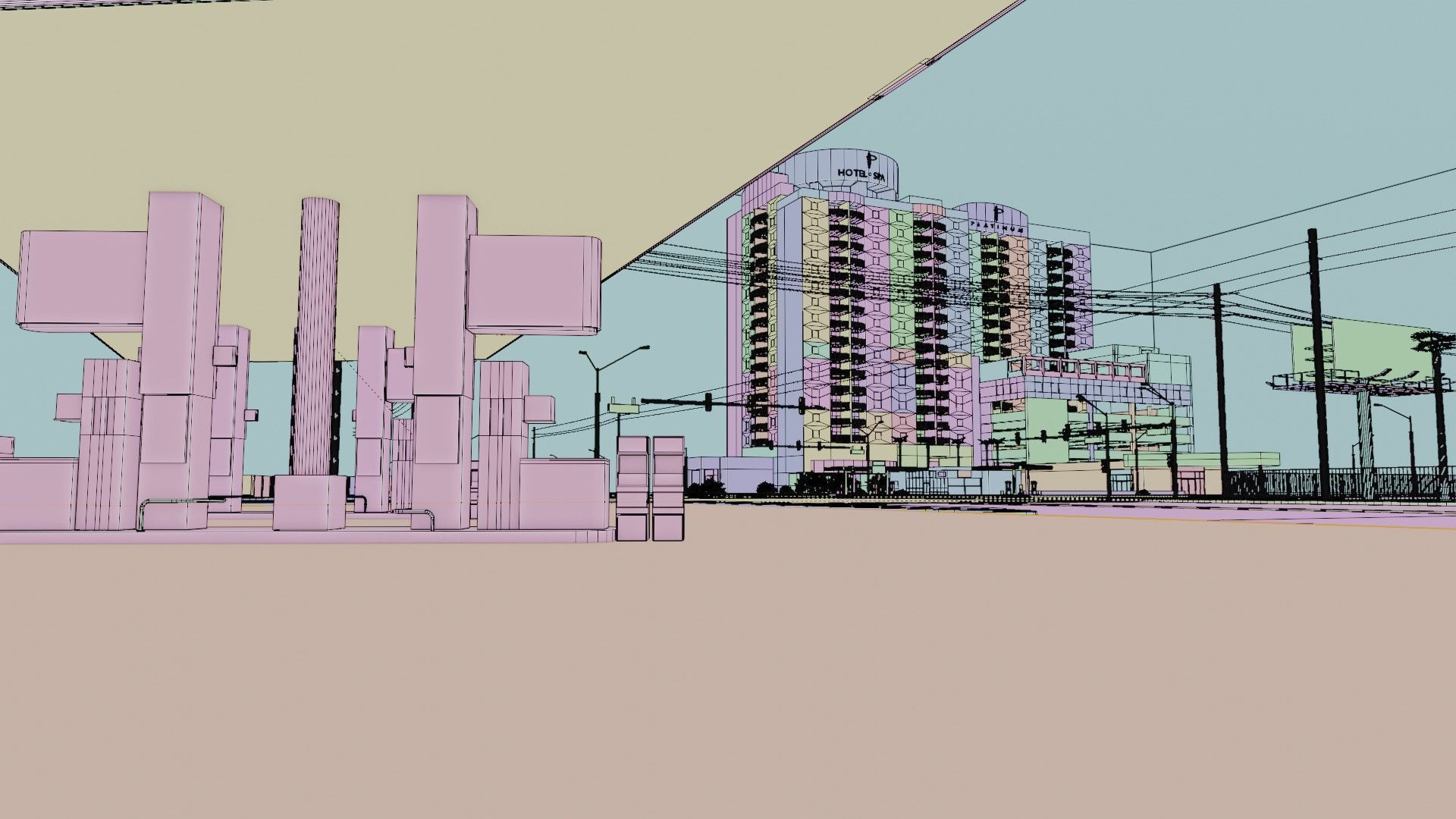 City intersection flamingo 3D model_30