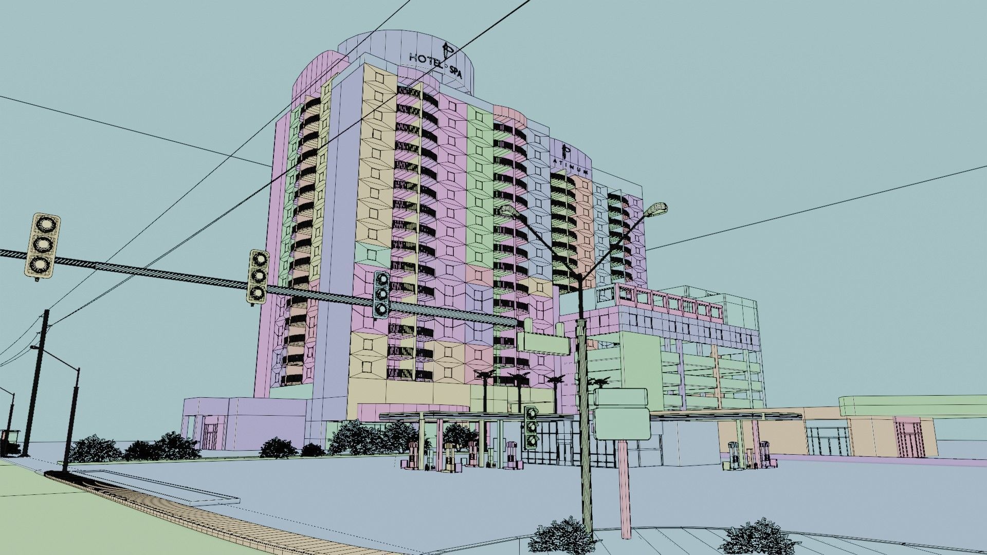 City intersection flamingo 3D model_32