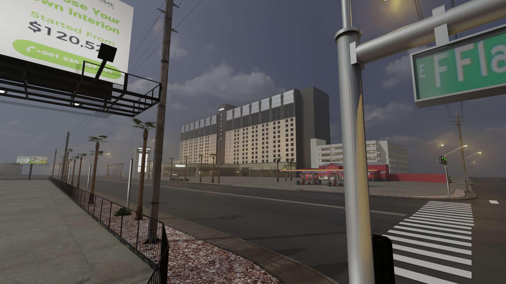 City intersection flamingo 3D model_1