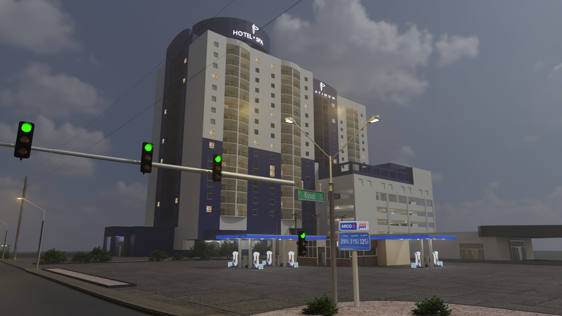 City intersection flamingo 3D model_2