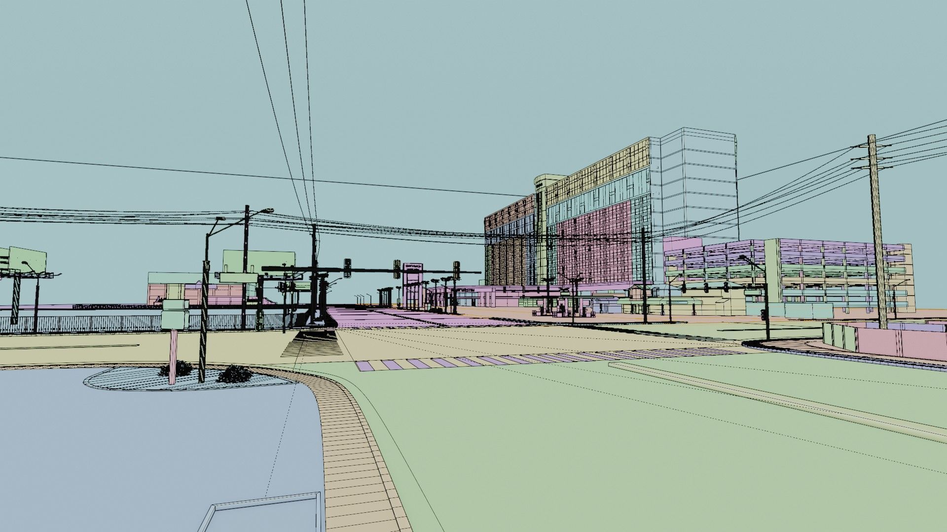City intersection flamingo 3D model_33