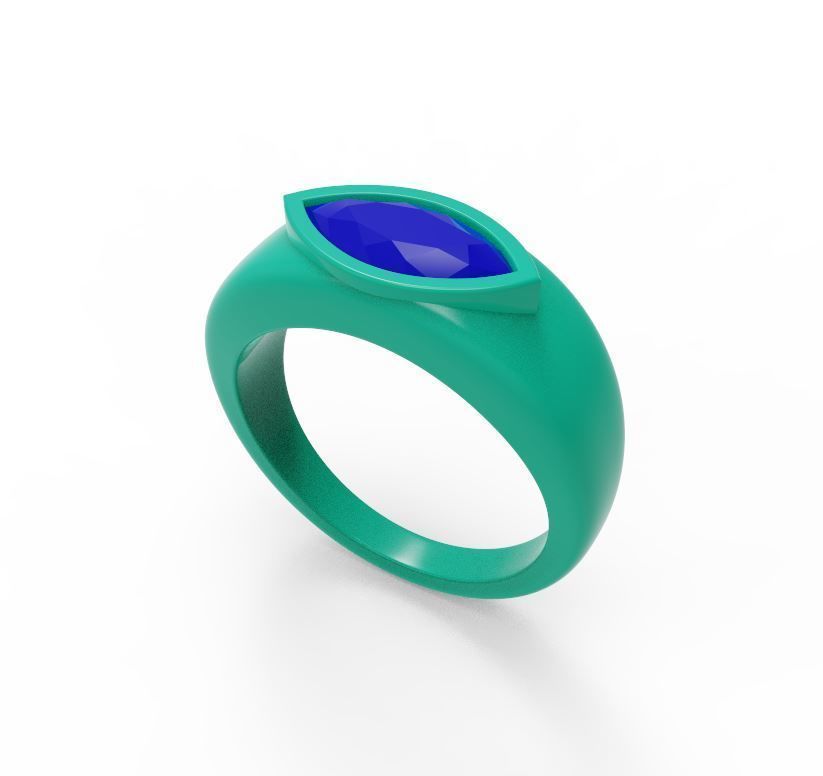 Diamond Signet Ring 3D print model_1