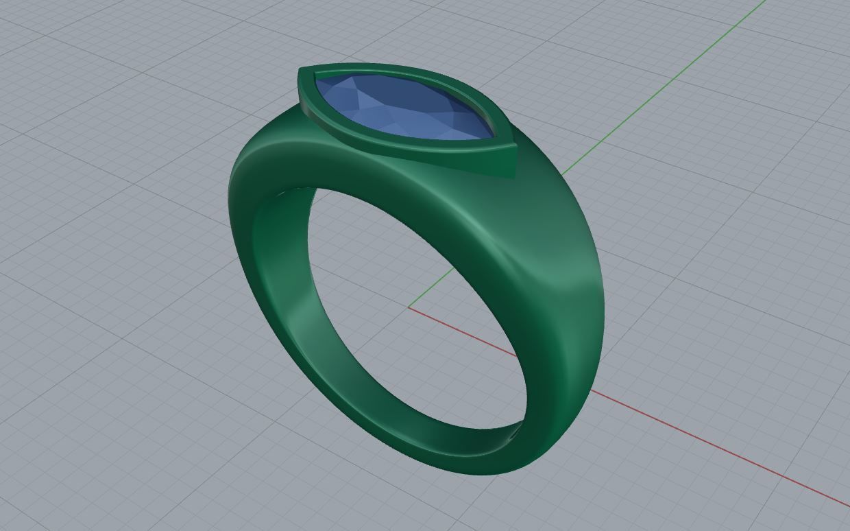 Diamond Signet Ring 3D print model_4