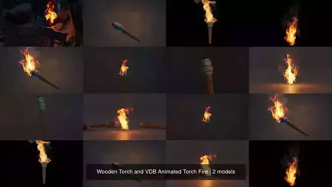 Wooden Torch and VDB Animated Torch Fire