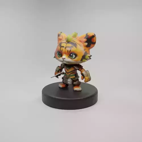 Chibi Tiger Warrior 3D Model Stylized Game Character Low-poly 3D model