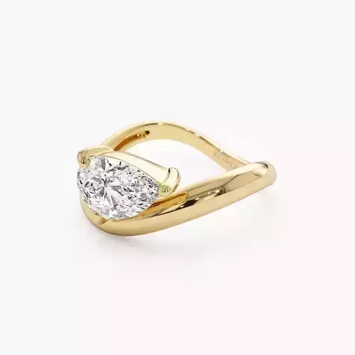 Pear Shaped Wave Diamond Engagement Ring  3D print model