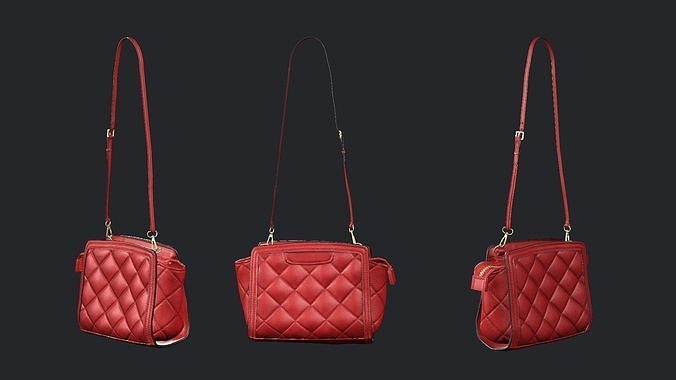 Ladies Fabric Tote Bag Red Color Love Poly 3D Model Low-poly 3D model