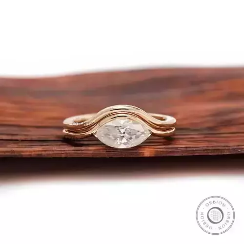  Marquise Cut Curved Engagement Ring