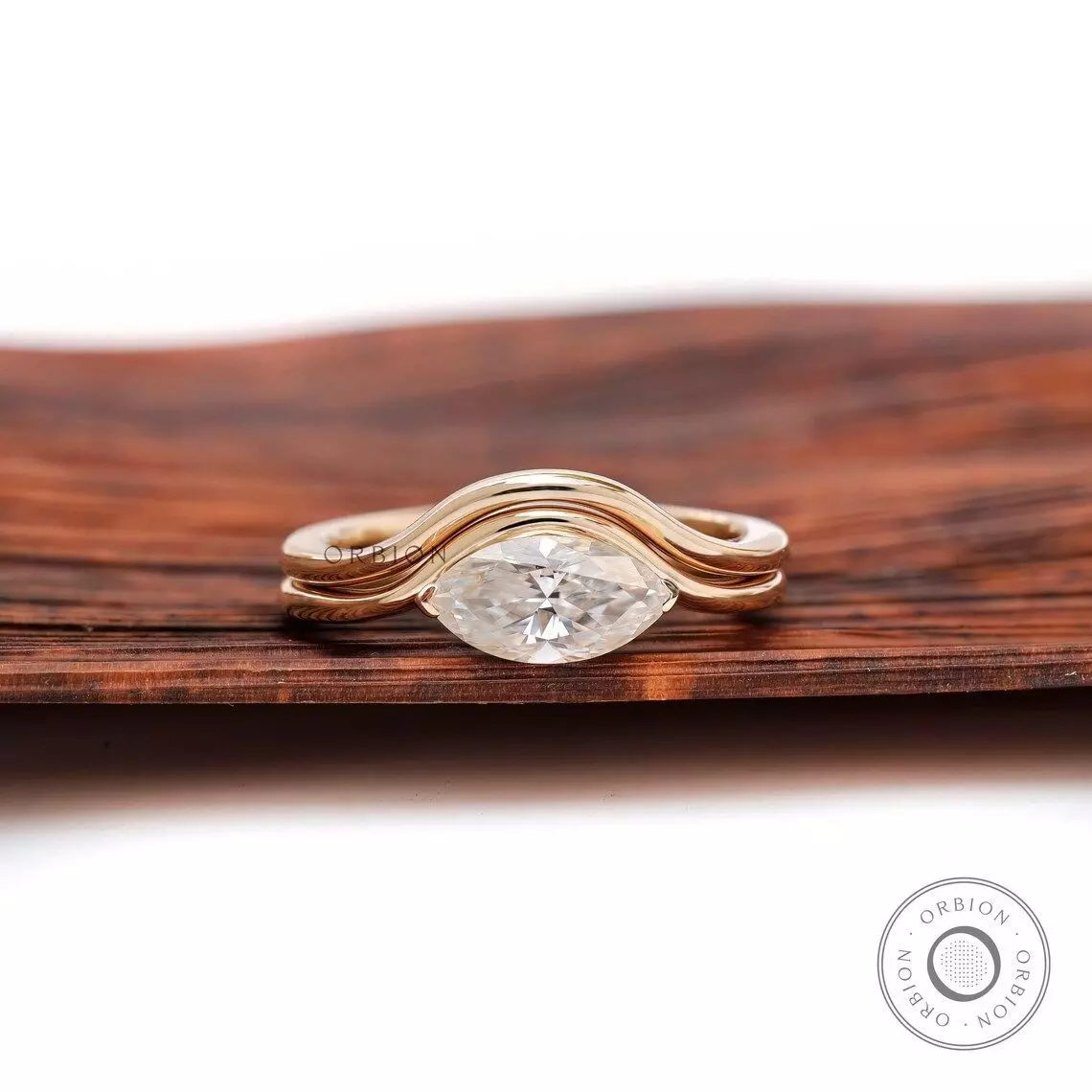 Marquise Cut Curved Engagement Ring 3D print model