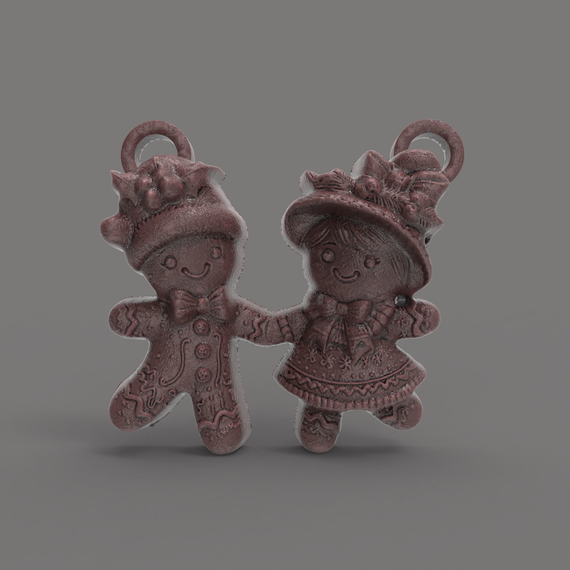 christmas couple ginger cookie decor  3D print model_1