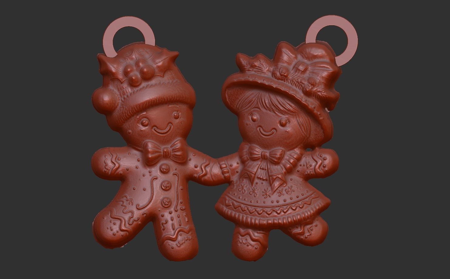 christmas couple ginger cookie decor  3D print model_5