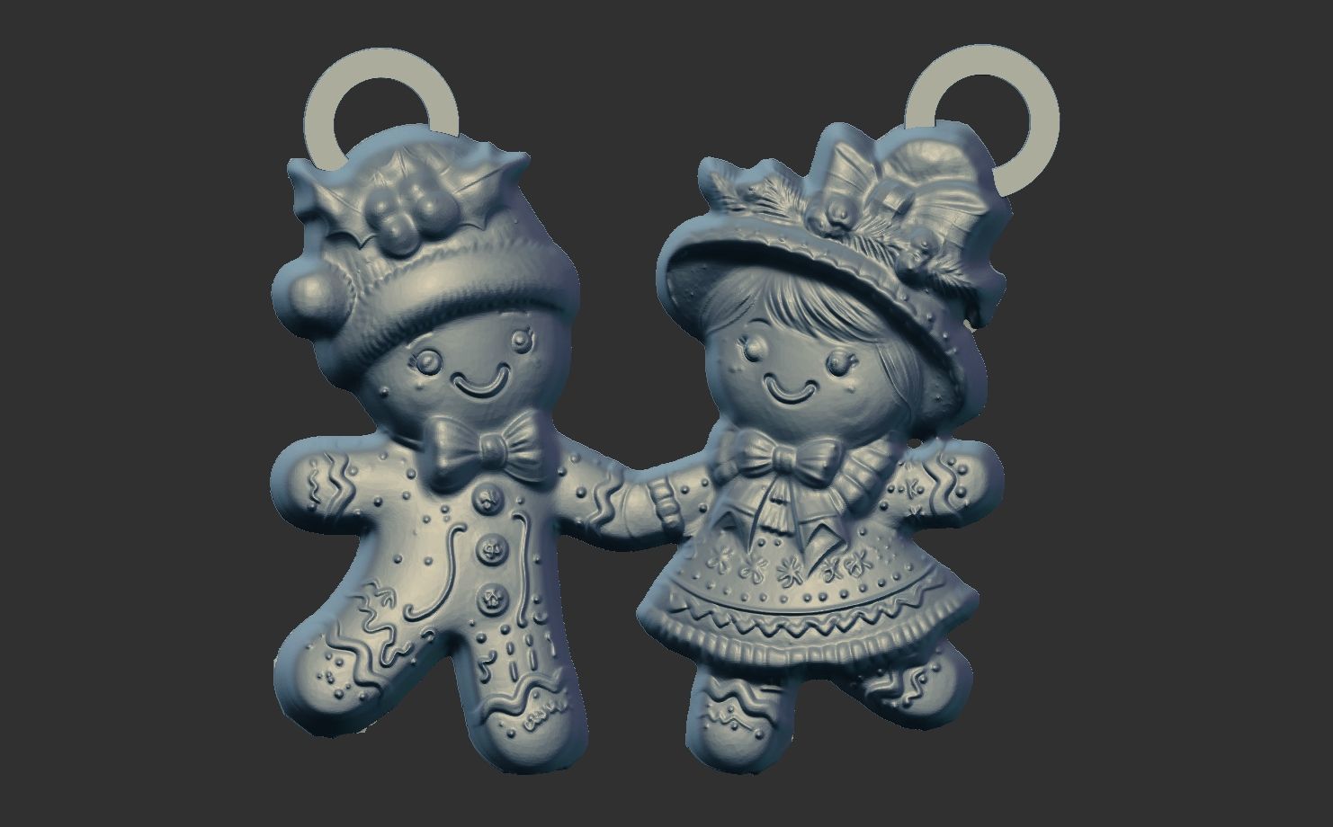 christmas couple ginger cookie decor  3D print model_4