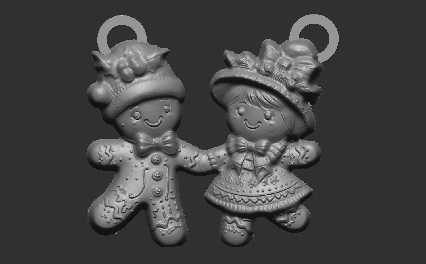 christmas couple ginger cookie decor  3D print model_6