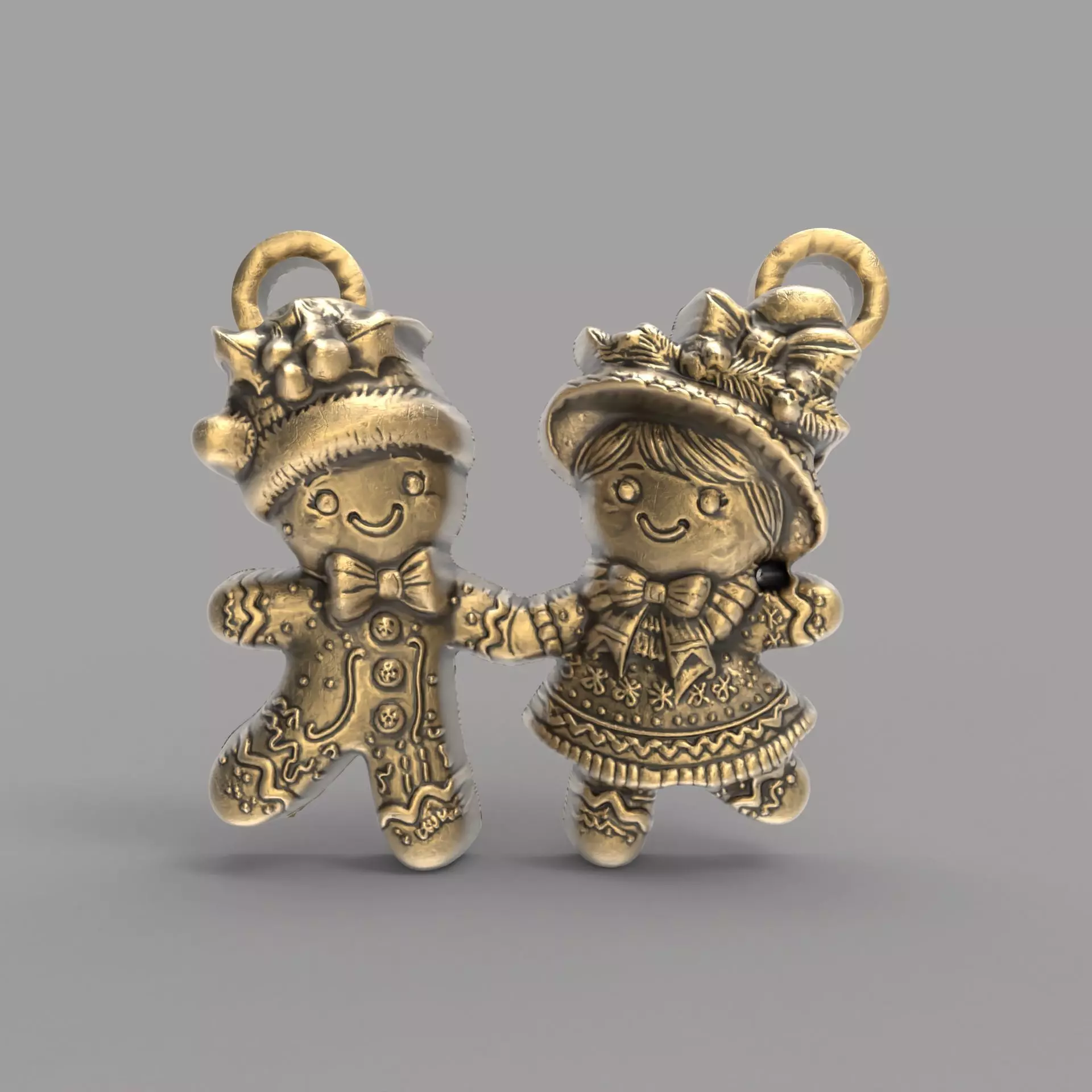 christmas couple ginger cookie decor  3D print model_0