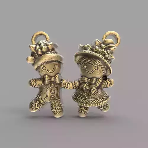 christmas couple ginger cookie decor  3D print model