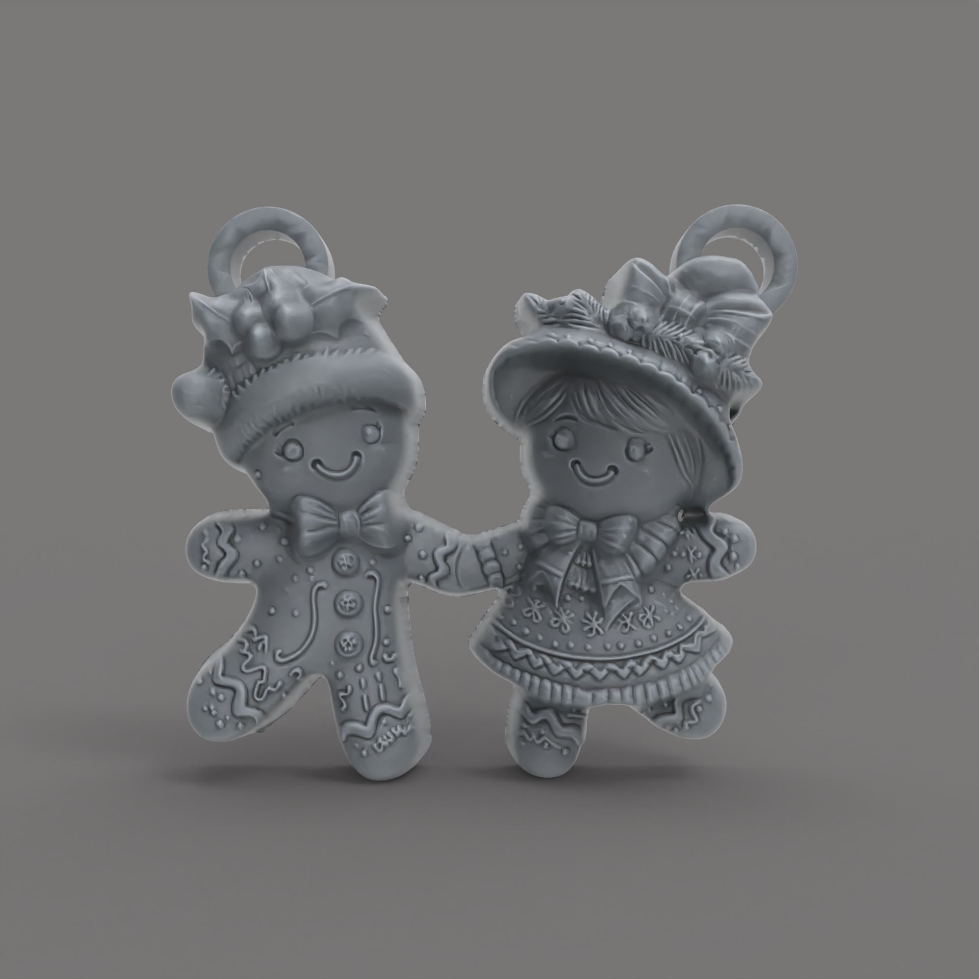christmas couple ginger cookie decor  3D print model_2