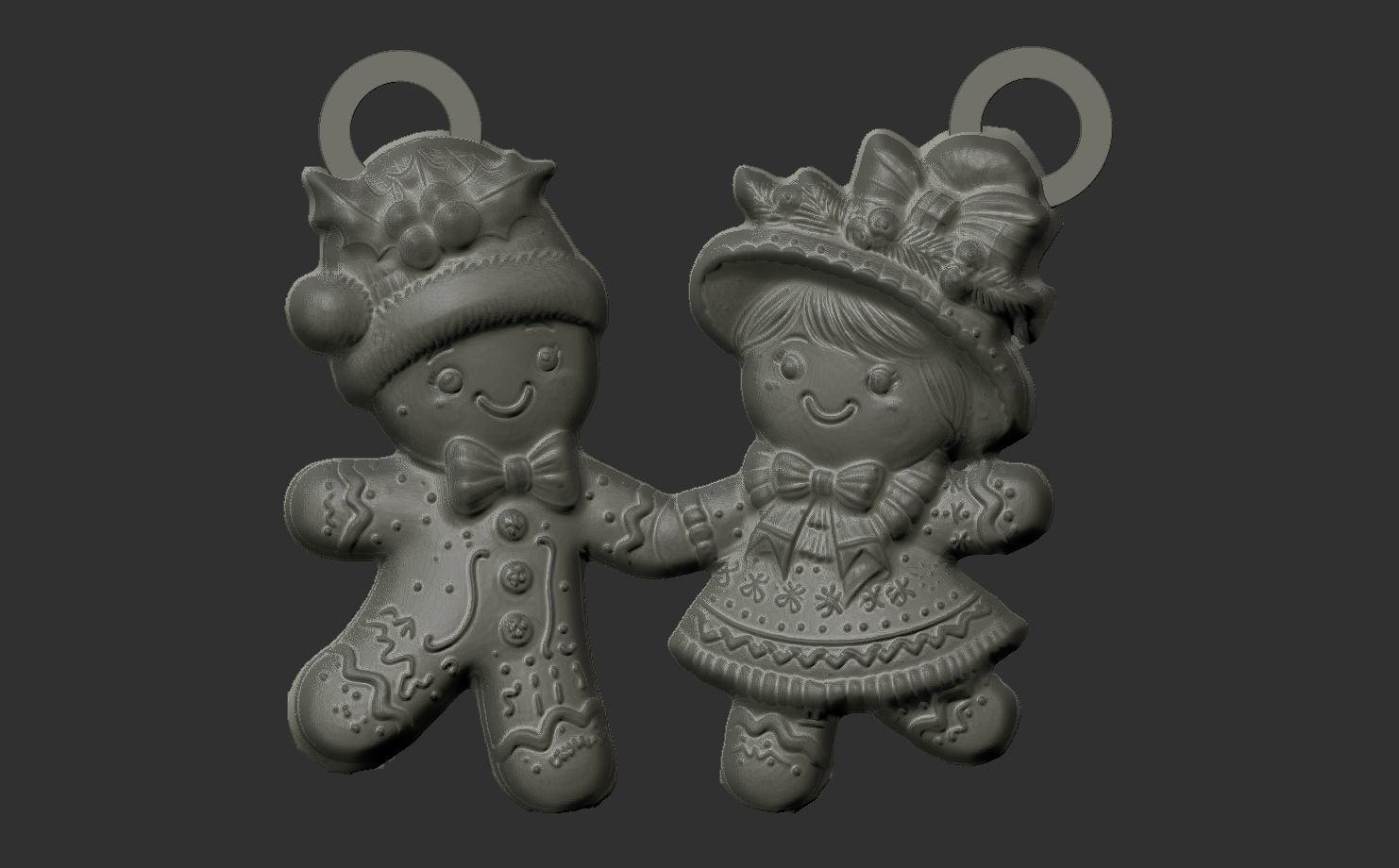 christmas couple ginger cookie decor  3D print model_3