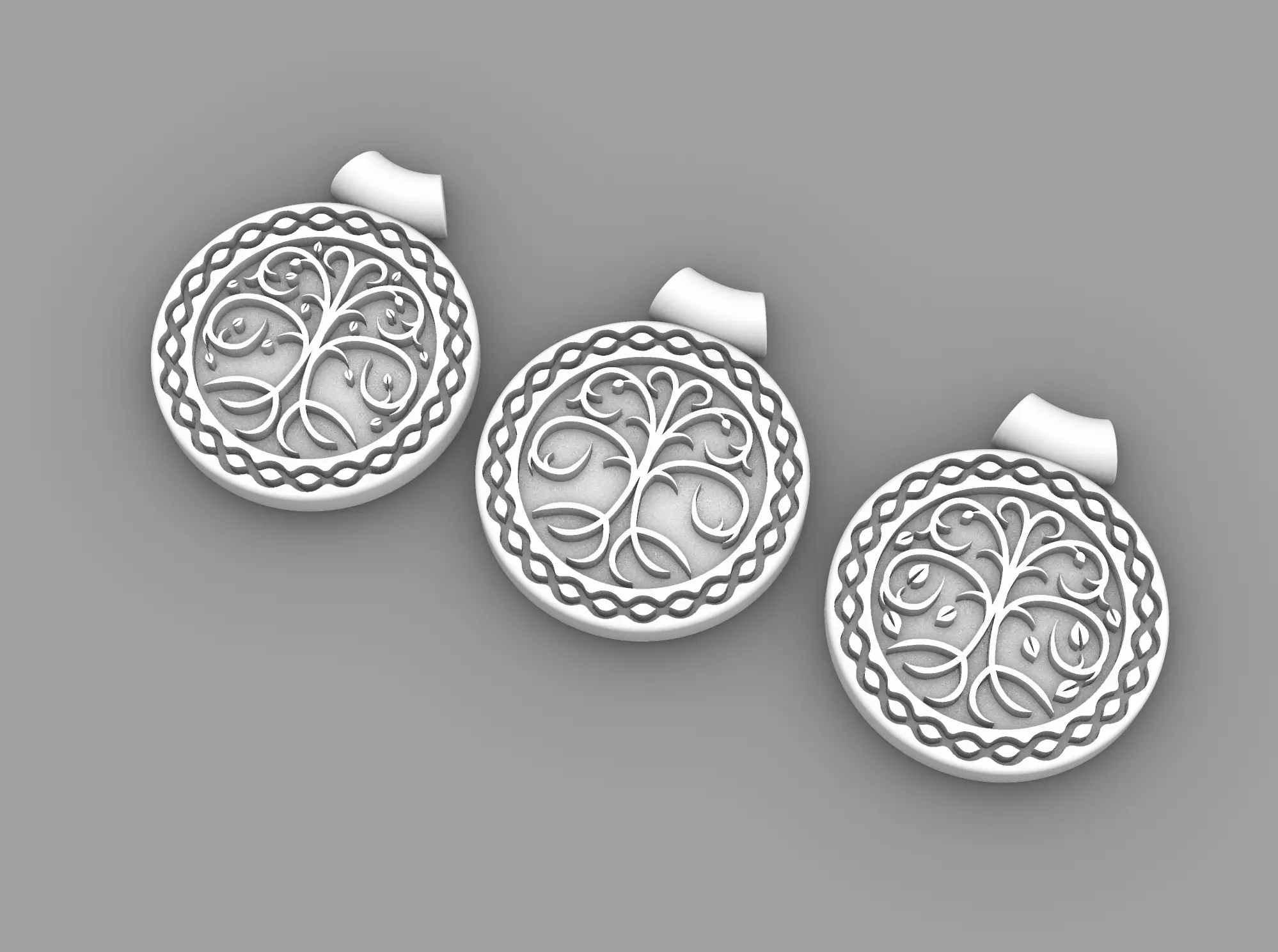 tree of life pendant 3 versions 1 file 3D print model_0