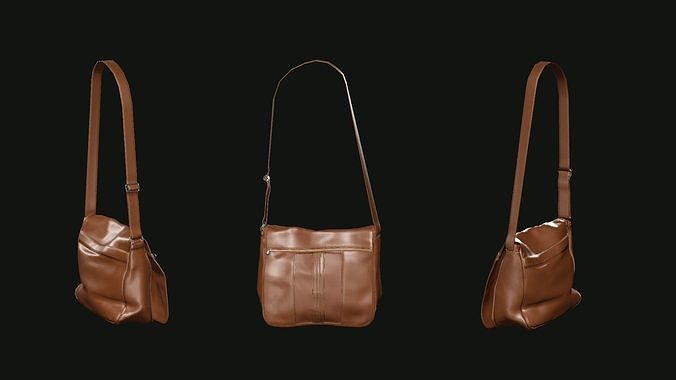 Ladies Fabric Tote Bag Brown Color Love Poly 3D Model Low-poly 3D model