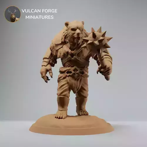 Werebear  bear fighter with mace pre supported