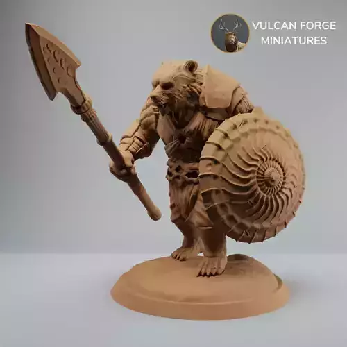 Werebear  bear fighter with spear and shield pre supported