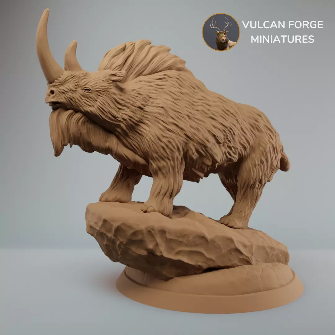 Woolly Rhino on ice dnd miniature pre supported 3D print model
