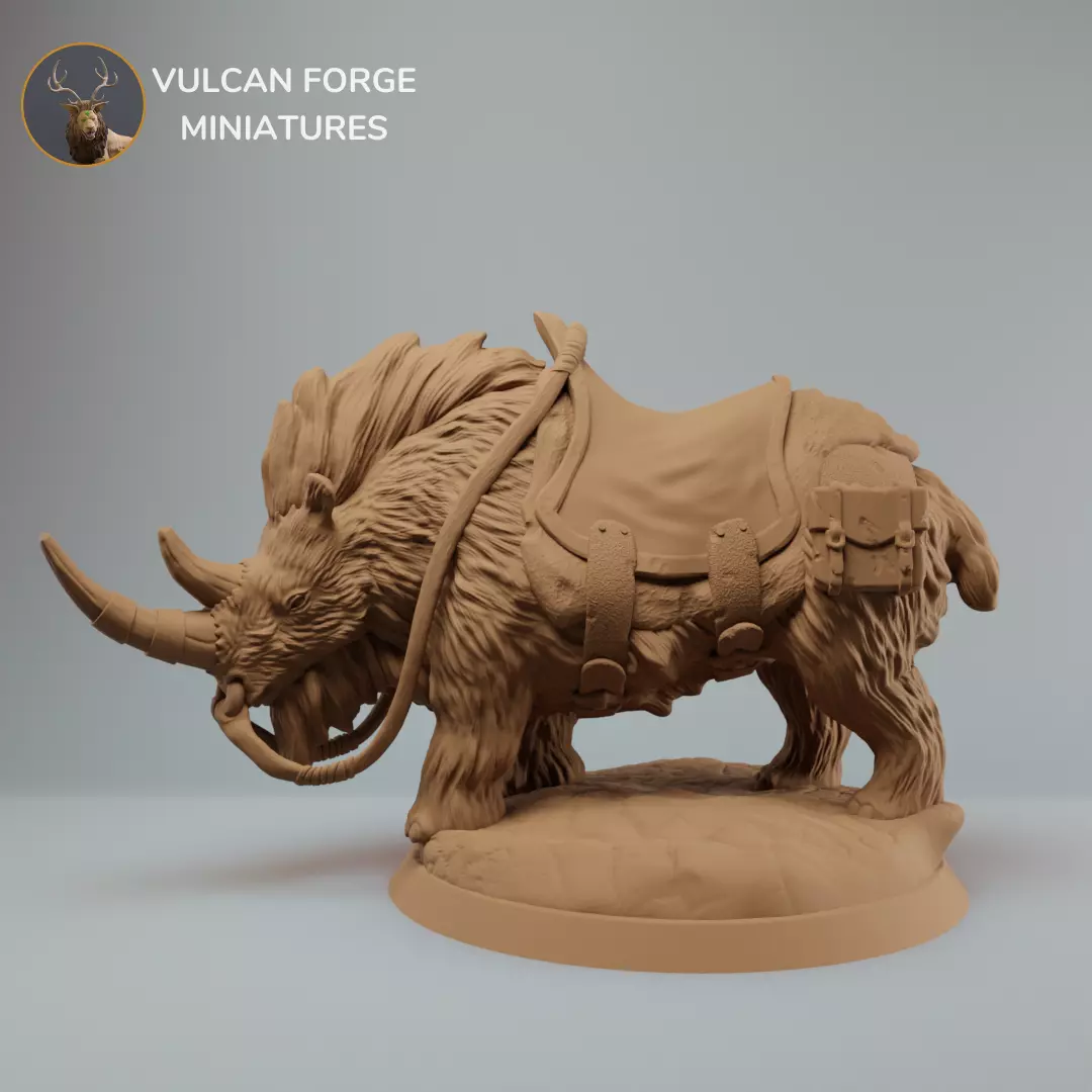Woolly Rhino mount dnd miniature pre supported Free 3D print model