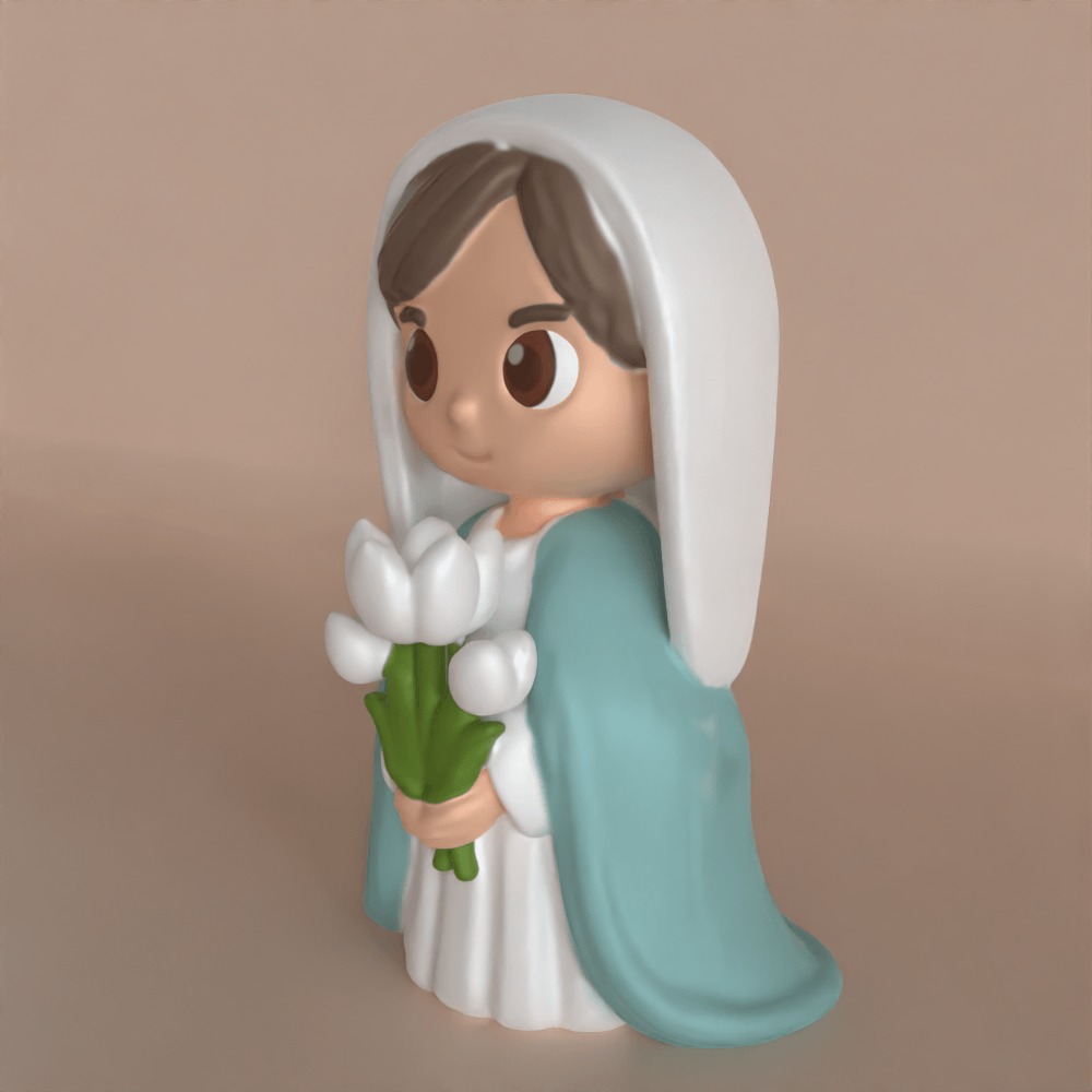 cute cartoon st Mary sculpture Christmas decoration 3D print model_1