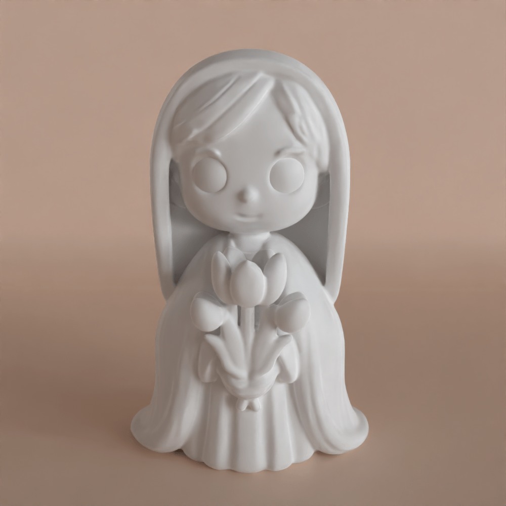 cute cartoon st Mary sculpture Christmas decoration 3D print model_3