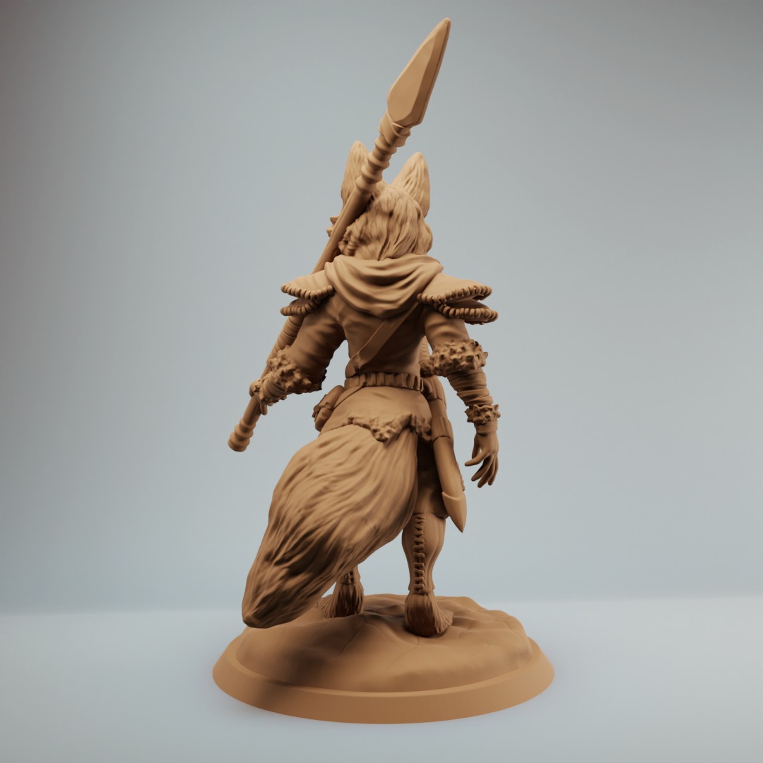 Fox scout or ranger with spear pre supported 3D print model_2
