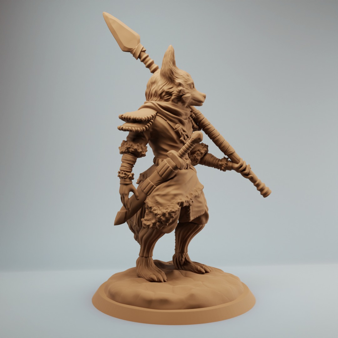 Fox scout or ranger with spear pre supported 3D print model_1