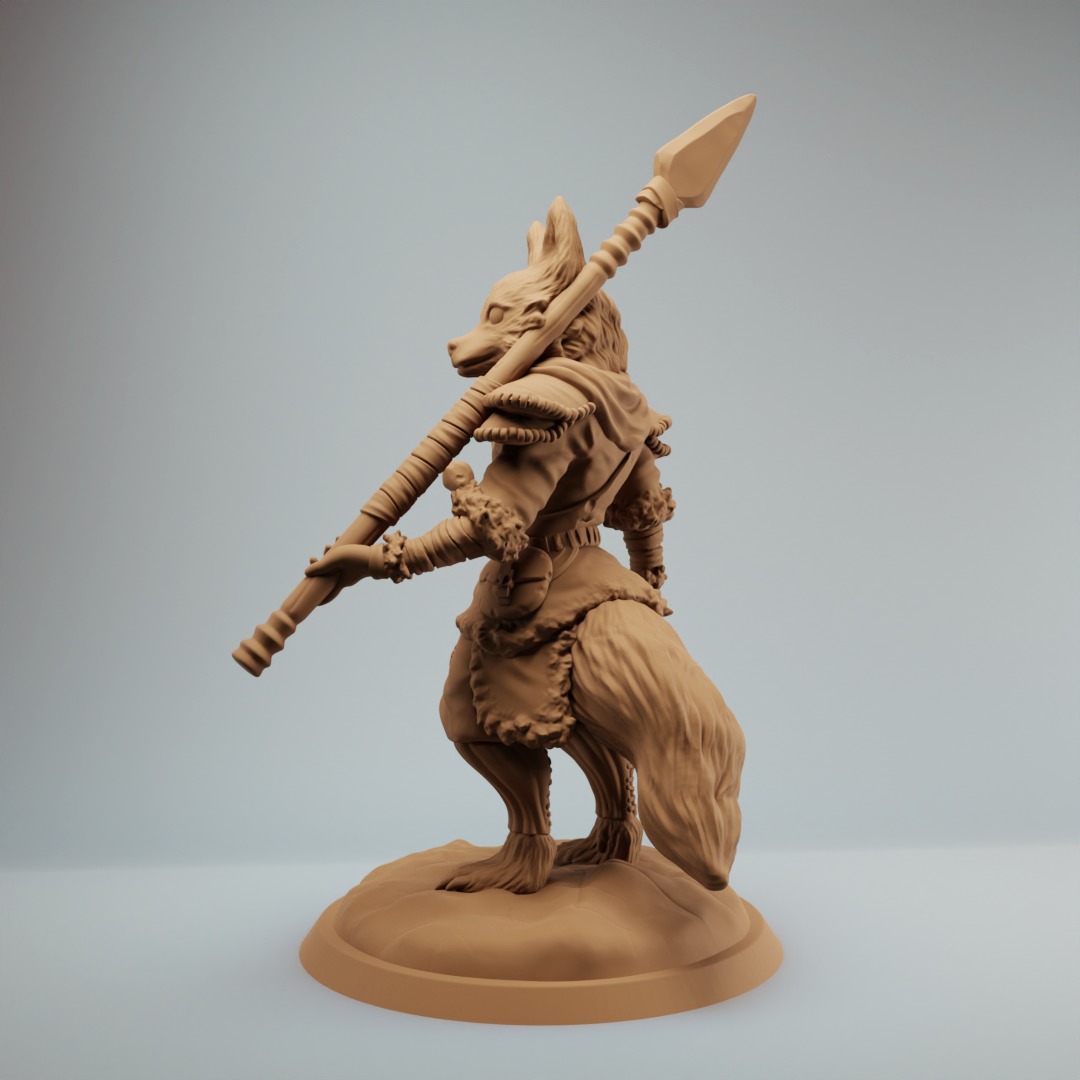 Fox scout or ranger with spear pre supported 3D print model_3